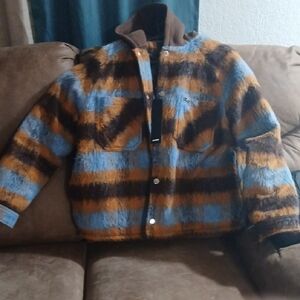 Men Mohair  Striped Jacket - Blue and Brown